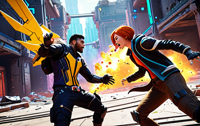 **
Prompt: Action-packed Cyphers gameplay scene. Two Cyphers characters clashing amidst futuristic city ruins, one Cypher using a dash ability to evade an attack. Energy blasts and dynamic poses. Focus on vibrant colors and a sense of speed. In the style of a modern MOBA game splash art.
**