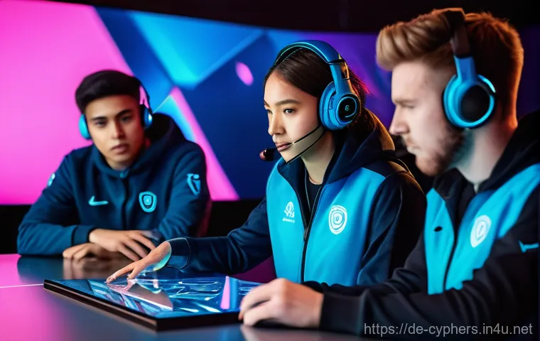 사이퍼즈 계급 체계 설명 - **Prompt:** A focused and determined female esports player, in her late teens or early twenties, sit...