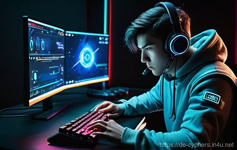 사이퍼즈 전략적 대처 방법 - Dynamic Adaptation: The Flexible Gamer's Focus** A 20-year-old male gamer, wearing a comfortable but...