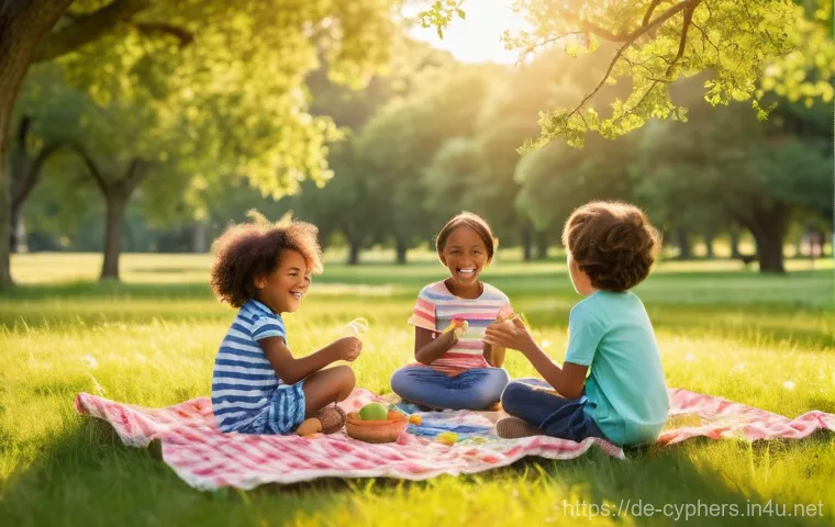 사이퍼즈 리그 포인트 관리법 - **Prompt 1:** A cheerful group of diverse children, aged 5-10, are playing happily in a sun-drenched...