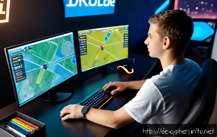 Home 17 사이퍼즈 맵별 승리 공략 - Photorealistic esports strategy scene in a modern German gaming lounge, focused young adult player s...